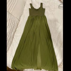 Sheer Forest Green Maxi Dress w/ Body Suit Lining